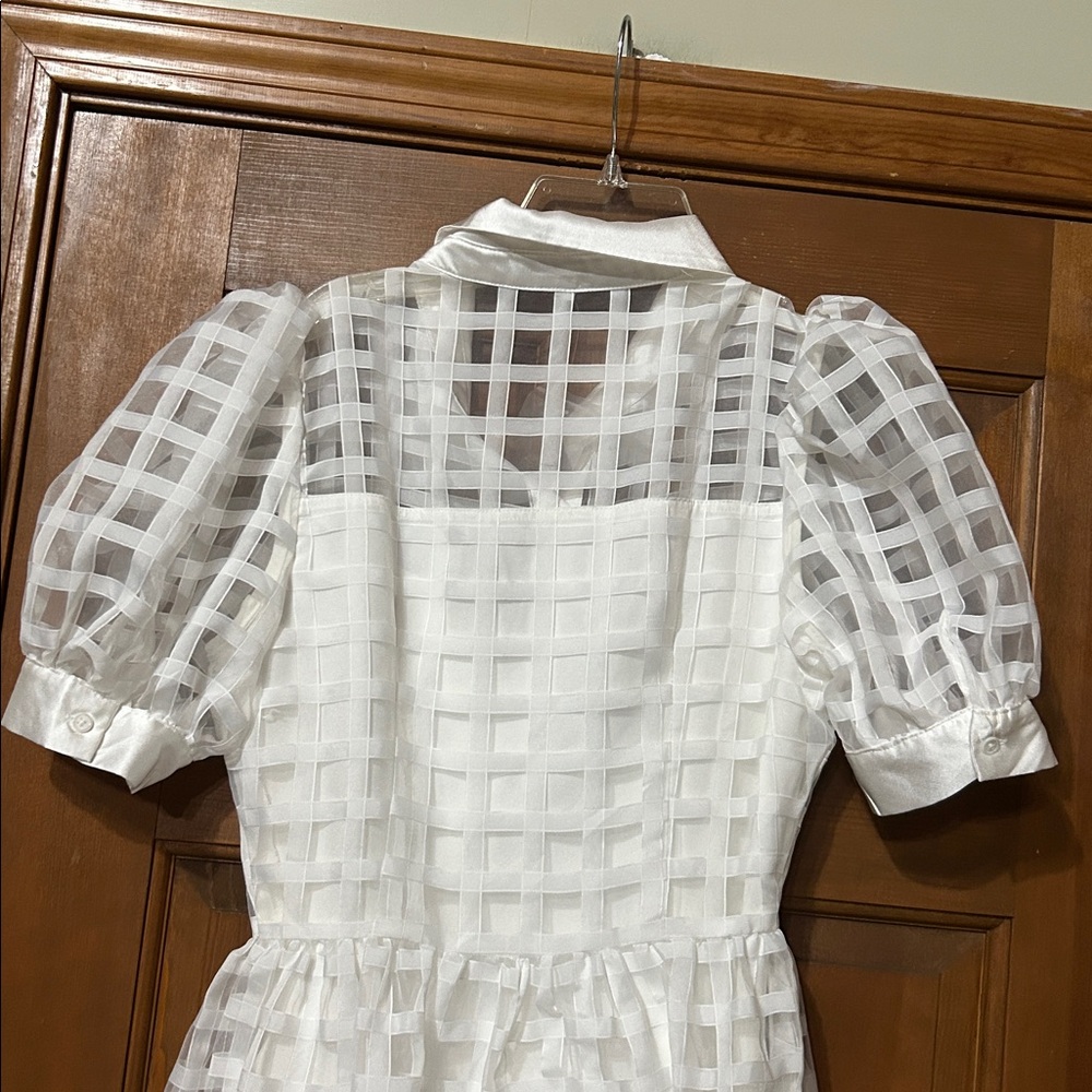 Anthropologie English Factory Organza Short-Sleeve Button-Front Midi Dress - Picture 7 of 7